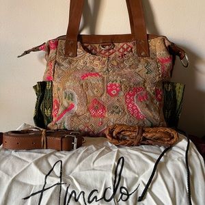 Amado broken neck bird huipil bag
